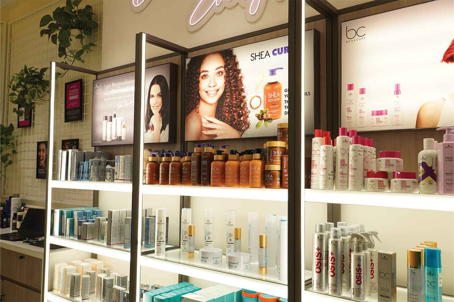 Beauty Garage salon shelf
