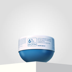 Botoliss Biotin Hair Mask backshot highlights collagen, protein benefits and proudly states it's sulfate and paraben-free.