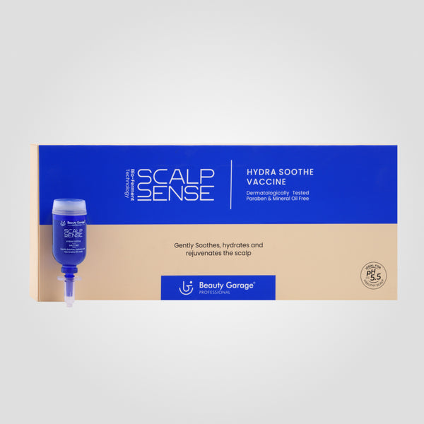 Hydra Soothe Vaccine features a blue applicator designed to soothe, hydrate, and rejuvenate your scalp.