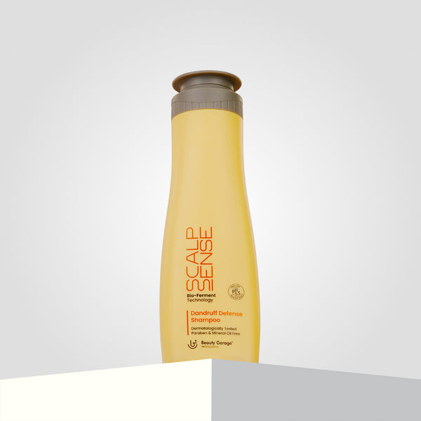 ScalpSense Dandruff Defense Shampoo stands against a neutral background, showcasing its promise of ultimate hair care.