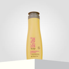 ScalpSense Hairfall Defense Shampoo bottle, with its striking purple text, stands confidently against a gray background.