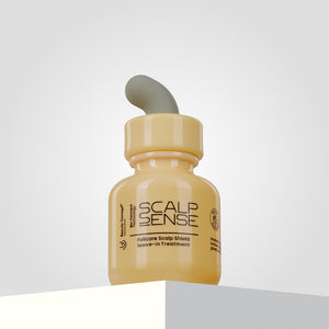 ScalpSense Folicare Scalp Shield Leave-In Treatment with a dispenser rests elegantly on a light gray surface.