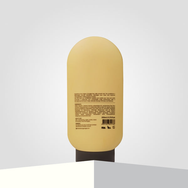 A yellow ScalpSense Hair & Scalp Conditioner bottle stands against a gray and white backdrop.