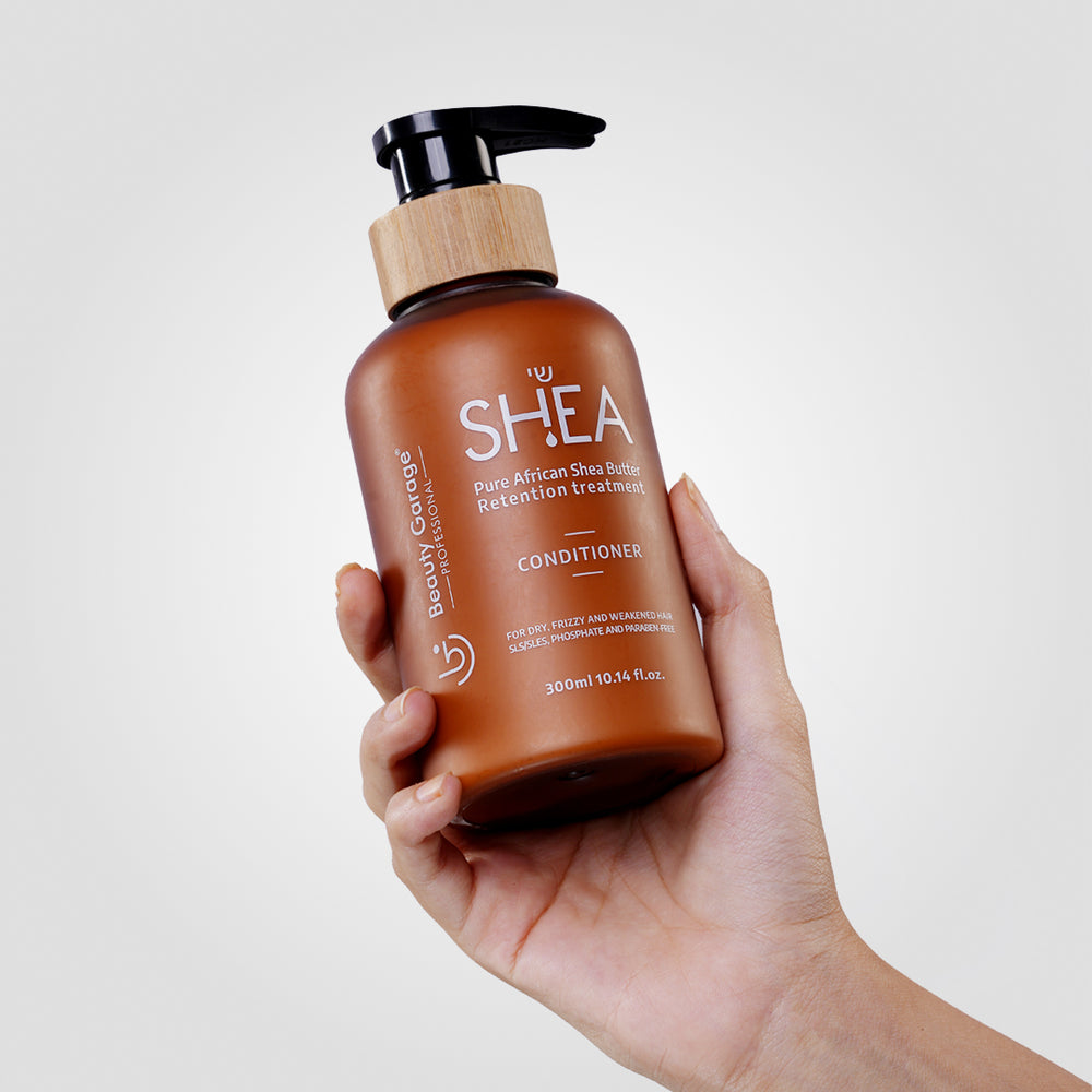 A thumbnail showcases a bottle of Shea Retention conditioner with a pump dispenser, containing 300ml