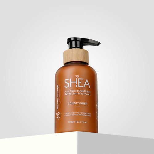 A thumbnail showcases a bottle of Shea Retention conditioner with a pump dispenser, containing 300ml