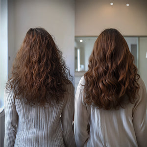 Experience the Shea Retention curl conditioner in action with a stunning before-and-after transformation.