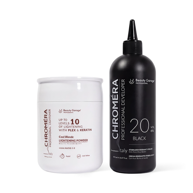 Chroméra Cool Blonde Lightening Powder + Black Developer 20 VOL Combo