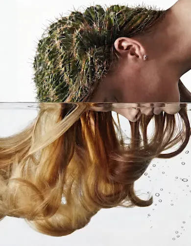 Long hair flowing underwater