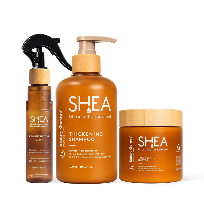Shea Microfuel 3-Step Hair Reconstruction Kit – Shampoo, Spray & Hair Mask
